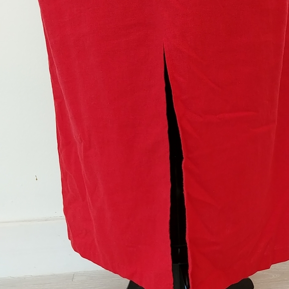 Linen! Red Embroidered Sheath Maxi - Picture 5 of 8